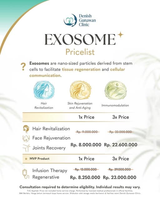 Exosome treatment price list